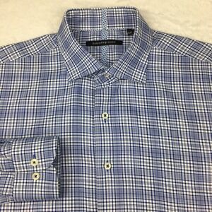 Hammermade Shirt Mens 16 (41) Blue Plaid Slim Fit Wrinkle Resistant Long Sleeves
